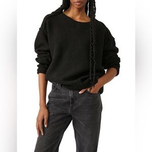 Free People Care FP Eastwood Tunic - Black Oversized Pullover Sweater - Medium